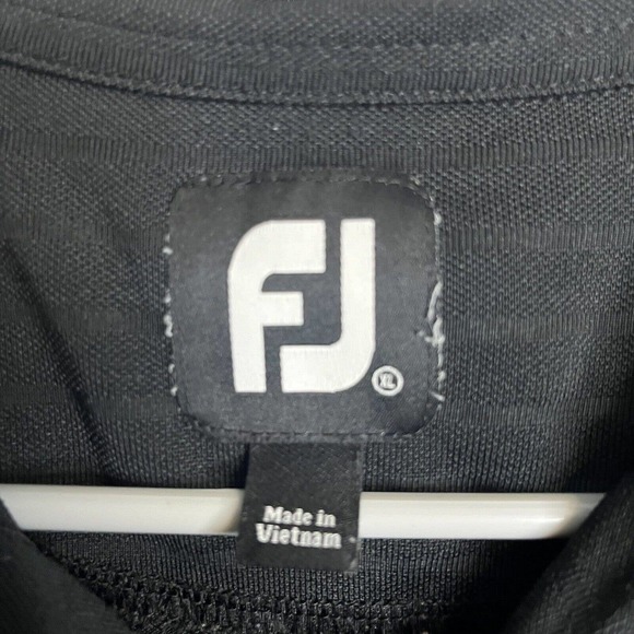 FootJoy FJ Golf Polo Shirt Adult XL Short Sleeve Chest Stripes Black Blue Mens - Picture 3 of 8